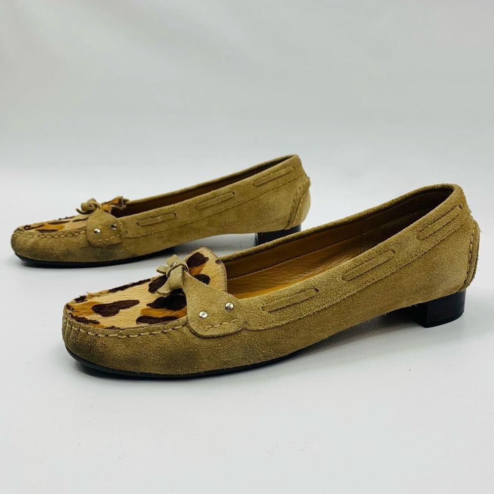 Talbots Moccasin Calf Hair Animal Print Loafers - Picture 5 of 12
